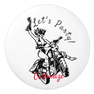 Black Cat Biker Babe Thunder_Cove Ceramic Knob