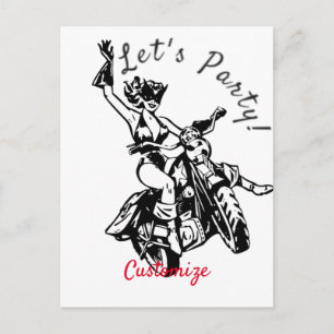 Black Cat Biker Babe Thunder_Cove  Postcard