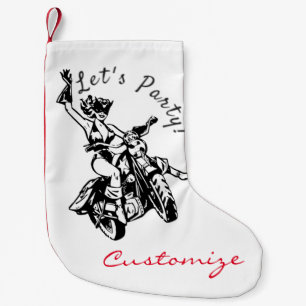 Black Cat Biker Babe Thunder_Cove Small Christmas Stocking