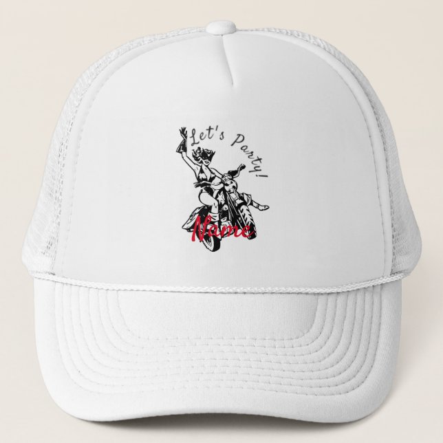 Black Cat Biker Babe Thunder_Cove  Trucker Hat (Front)