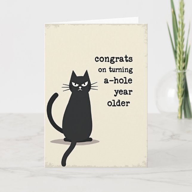 Black Cat Birthday Art Card (Front)