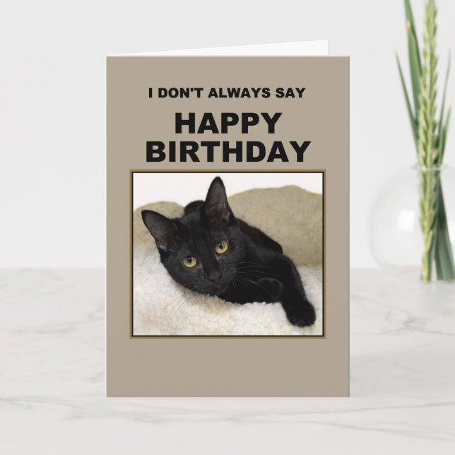 Black Cat Birthday Humour Card (Front)