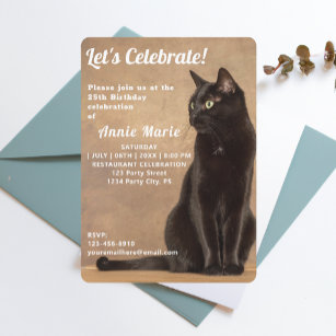 Black Cat Birthday Invitation