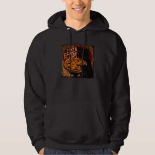 Black Cat Biting Pizza Hoodie