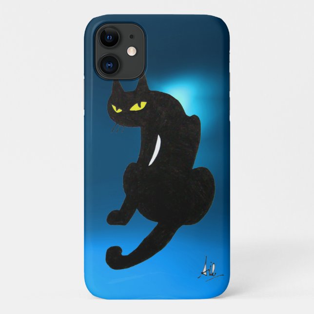 BLACK CAT blue Case-Mate iPhone Case (Back)