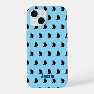 Black Cat (Blue) iPhone 15 Case