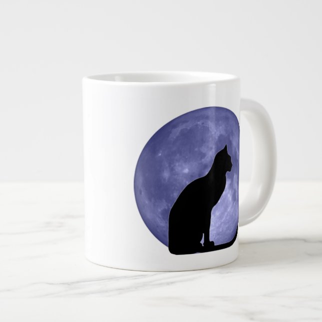 Black Cat Blue Moon Jumbo Mug (Front Right)