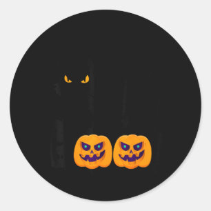 Black Cat Boo Halloween Classic Round Sticker