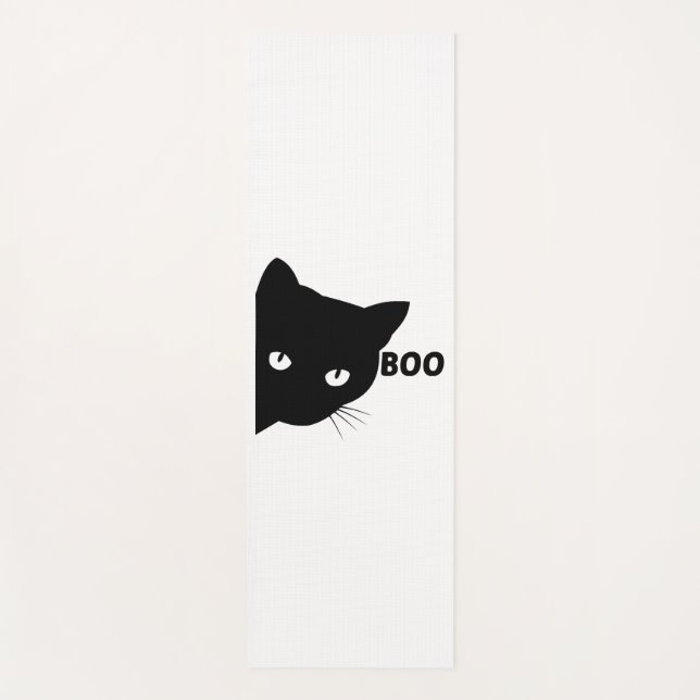 Black cat boo Halloween gift cats Yoga Mat (Front)