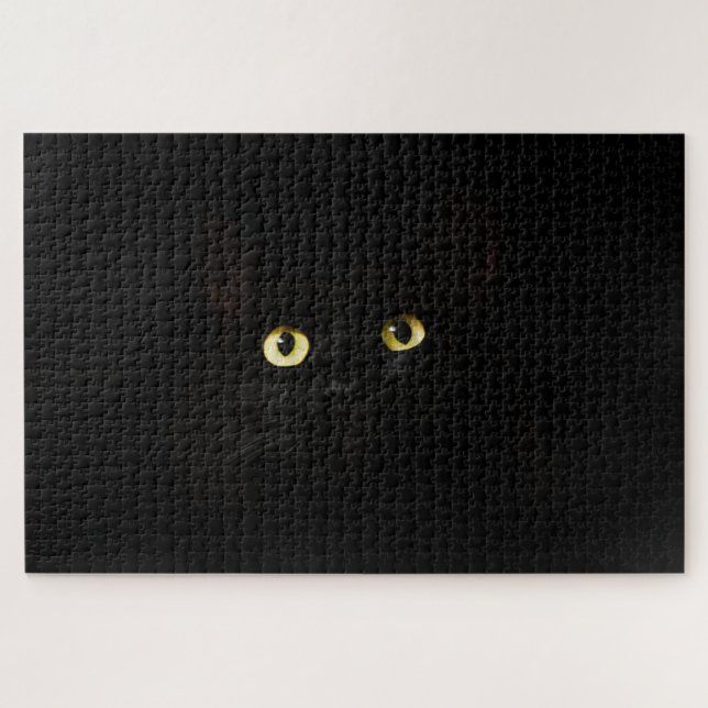 black Cat Bright Eyes Dark Shadows Puzzle (Horizontal)