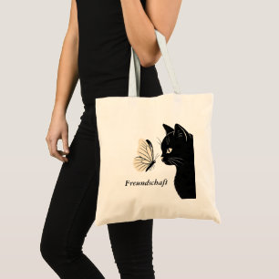 Black Cat Butterfly Freundschaft Tote Bag