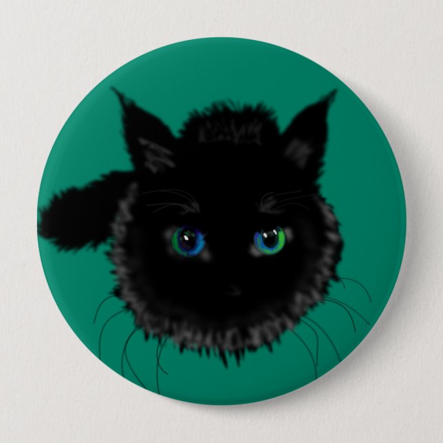 Black Cat Button - Custom Colours (Front)