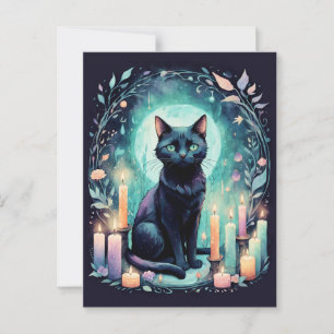 Black Cat By Candle Light Postcard
