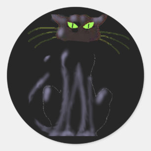 BLACK CAT by SHARON SHARPE Classic Round Sticker