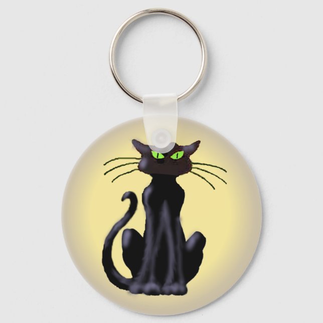 BLACK CAT by SHARON SHARPE Key Ring (Front)