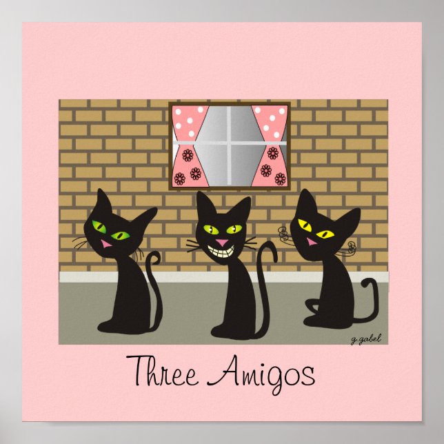 Black Cat Canvas Art "Three Amigos" Poster (Front)