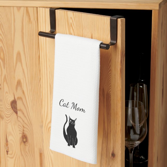 Black Cat Cartoon Best Pet Mum  Tea Towel (Thirds Fold)