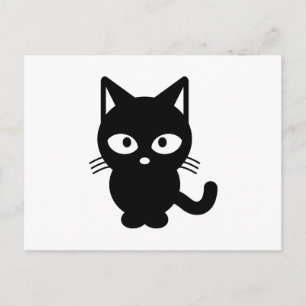 Black cat cartoon postcard
