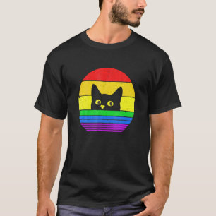 Black Cat Cat Kitty Cat LGBQ Pride LGB Flag Gay T-Shirt