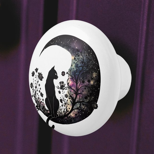 Black Cat Celestial Moon Modern Ceramic Knob (Creator Uploaded)