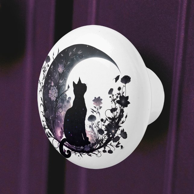 Black Cat Celestial Moon Modern Ceramic Knob (Creator Uploaded)