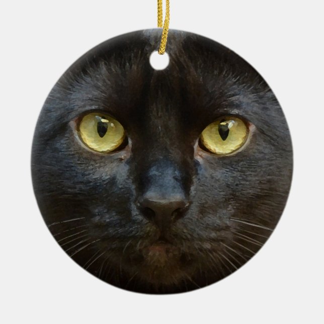 Black cat ceramic ornament (Front)