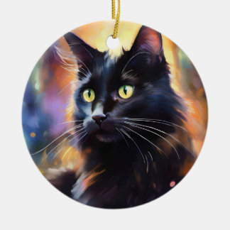Black Cat Ceramic Ornament