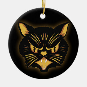 Black Cat Ceramic Ornament