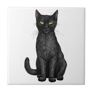 Black cat ceramic tile