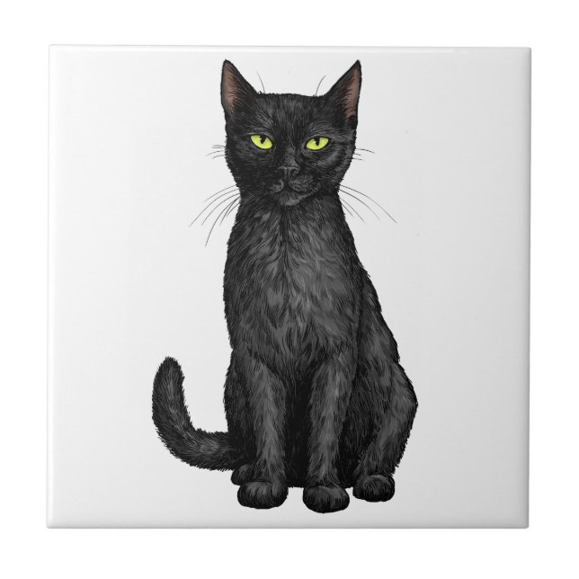 Black cat ceramic tile (Front)