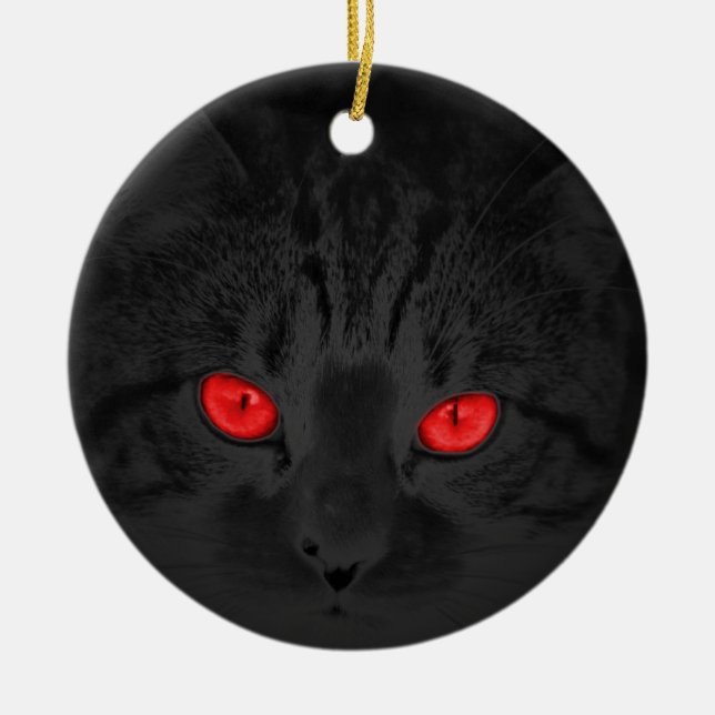 Black cat ceramic tree decoration (Front)