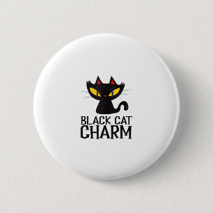 Black Cat Charm Halloween Design Tank Top 6 Cm Round Badge