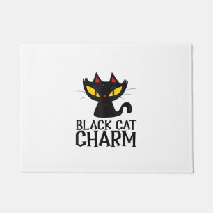 Black Cat Charm Halloween Doormat
