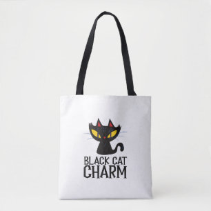 Black Cat Charm Halloween Tote Bag