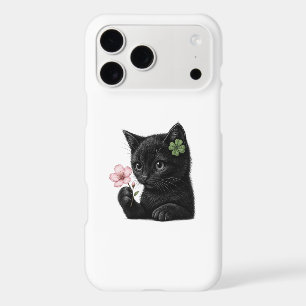 Black Cat Cherry Blossom iPhone 17 Pro Max Case