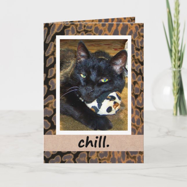 Black Cat Chilling Out Card (Front)