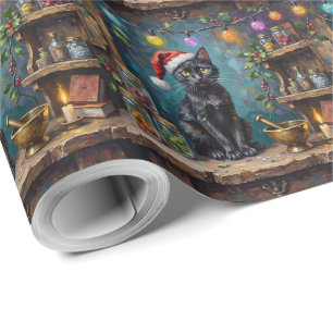 Black Cat Christmas Apothecary Magic Wrapping Paper