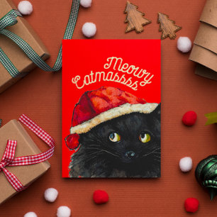 Black Cat Christmas  Card
