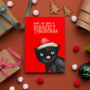Black Cat Christmas  Card