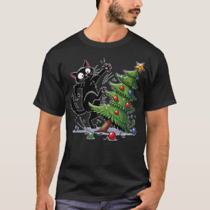 Black Cat Christmas Cat Lover T-Shirt