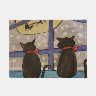 Black Cat Christmas Doormat