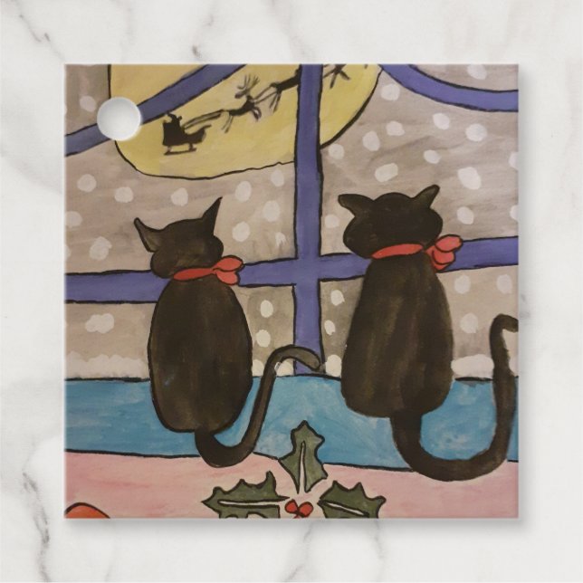 Black Cat Christmas  Favour Tags (Front)