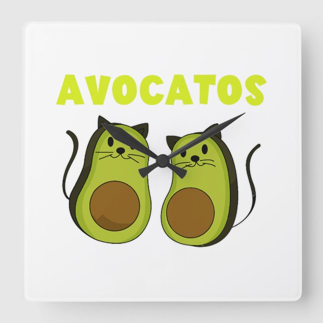 Black Cat christmas funny cat Avogato Avocado Cat  Square Wall Clock (Front)