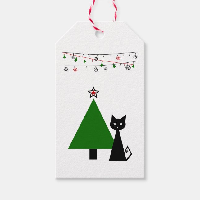 Black Cat Christmas Gift Tags (Front)