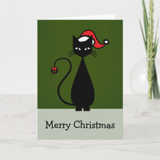 Black Cat Christmas Holiday Card