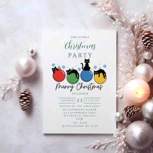 Black Cat Christmas Invitation