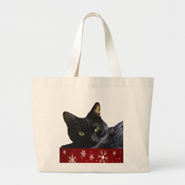 Black Cat Christmas Jumbo Tote Bag (Front)
