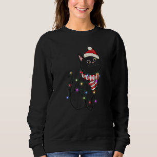Black Cat christmas light cat christmas Sweatshirt