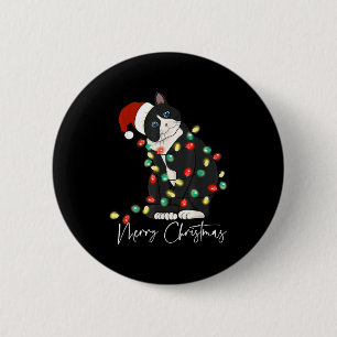 Black Cat Christmas Light Christmas Black Cat With 6 Cm Round Badge