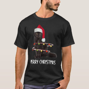 Black Cat Christmas Light Cute Cat Christmas Costu T-Shirt